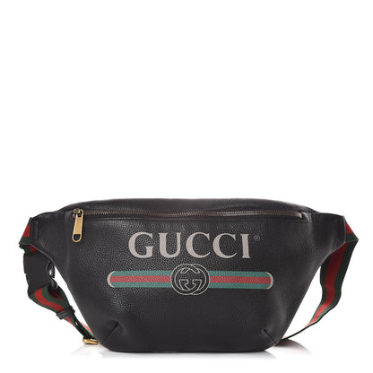 Gucci Grained Calfskin Logo Belt Bag Black 1 of 9
