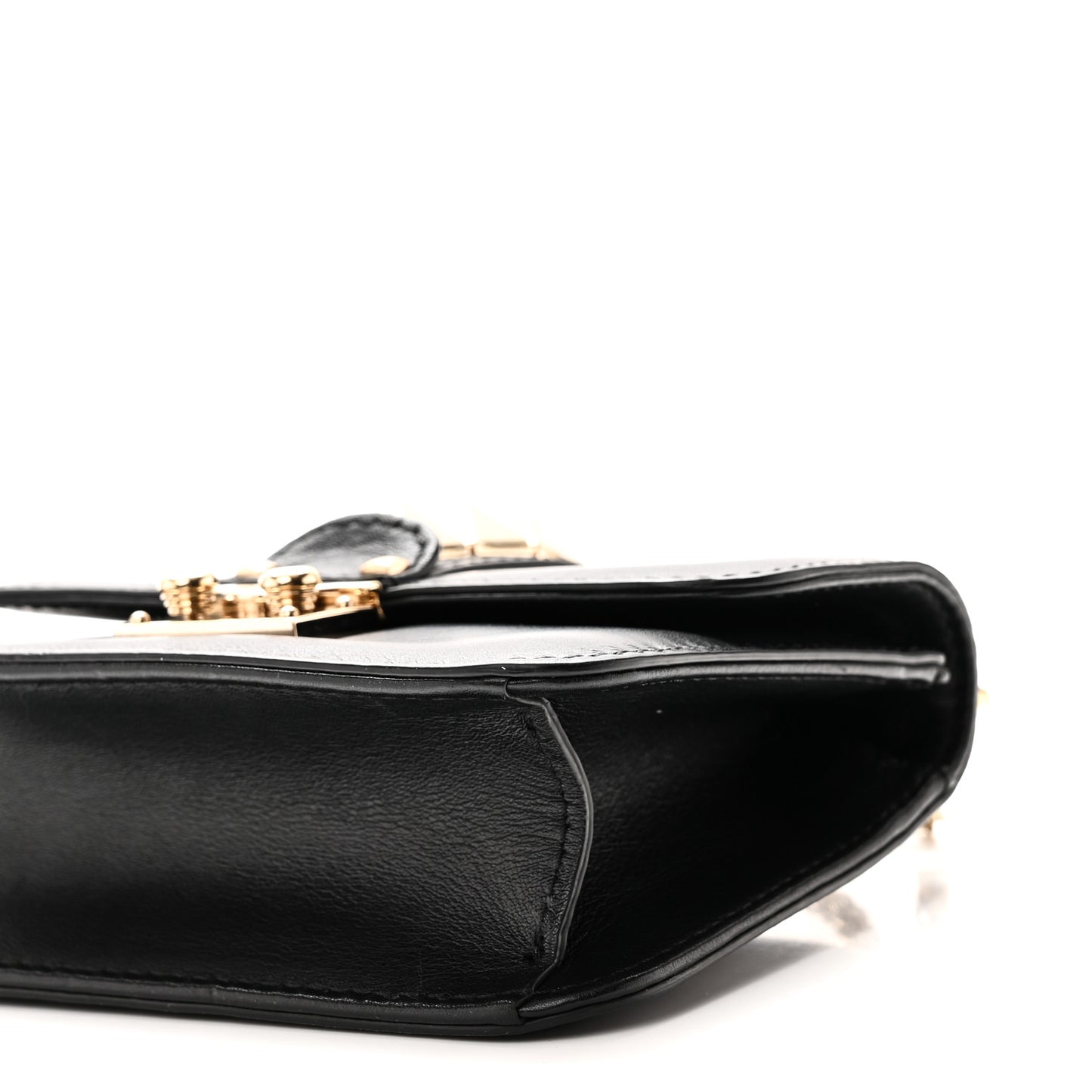 Vitello Mini Glam Lock Rockstud Flap Black