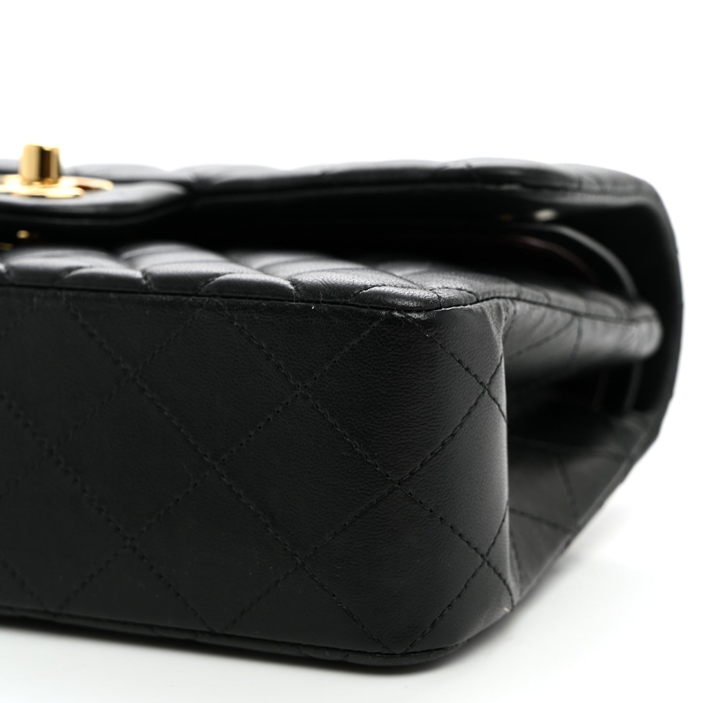 Lambskin Quilted Small Double Flap Black