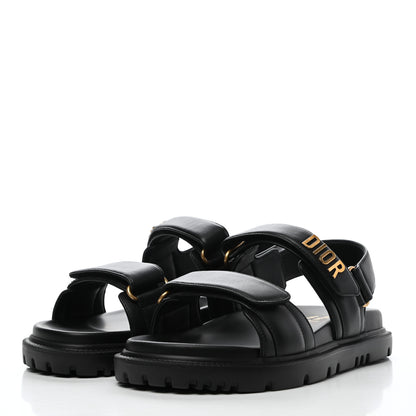 Christian Dior Lambskin Dioract Sandals 36.5 36 Black 3 of 7