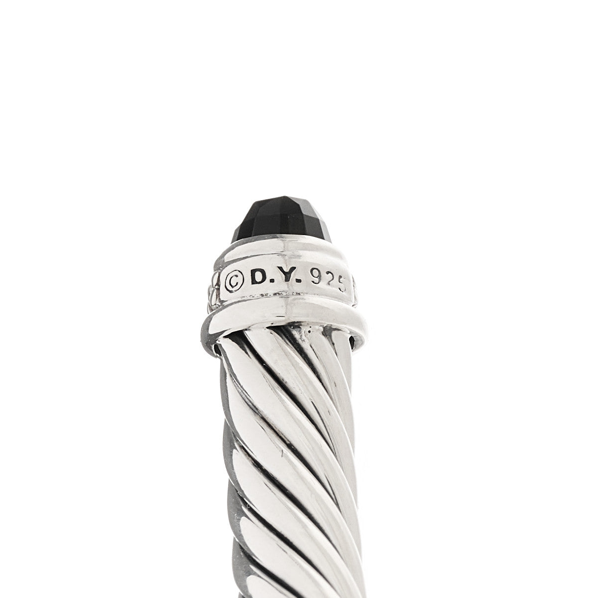 Sterling Silver Diamond Black Onyx 4mm Cable Classics Bracelet