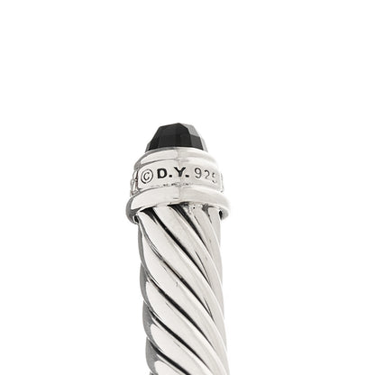 David Yurman Sterling Silver Diamond Black Onyx 4mm Cable Classics Bracelet 3 of 3