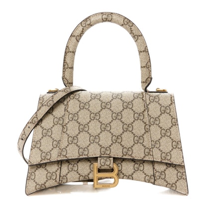 Balenciaga X GUCCI GG Supreme Monogram Small Hourglass Top Handle Bag Beige Ebony 1 of 13