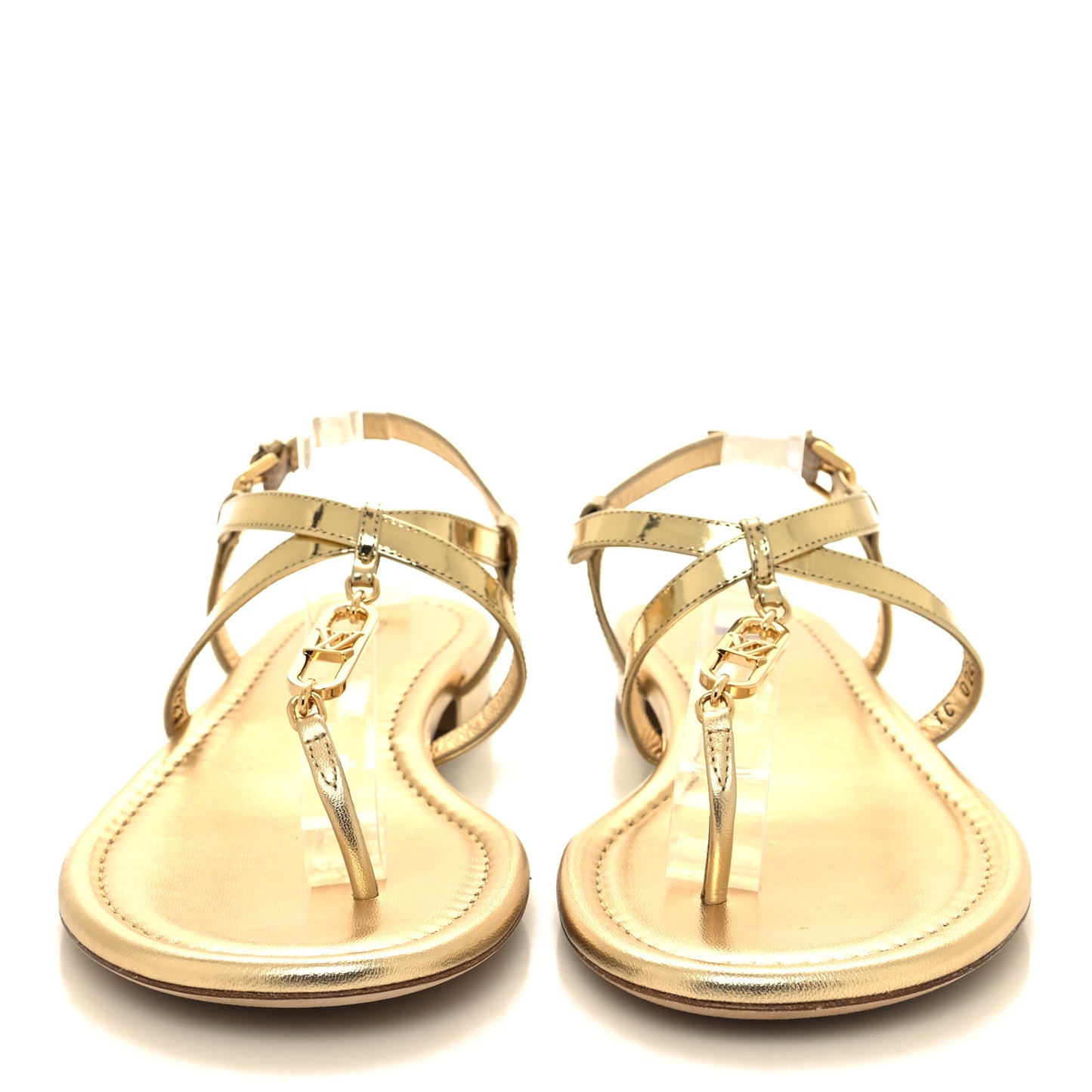 Metallic Calfskin Dita Flat Sandal 39.5 Gold