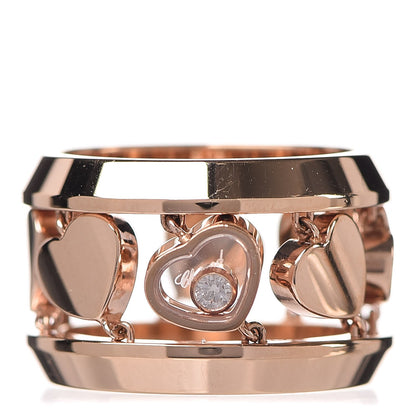 Chopard 18K Rose Gold Diamond Happy Diamonds Amore Ring 51/5.75 1 of 5