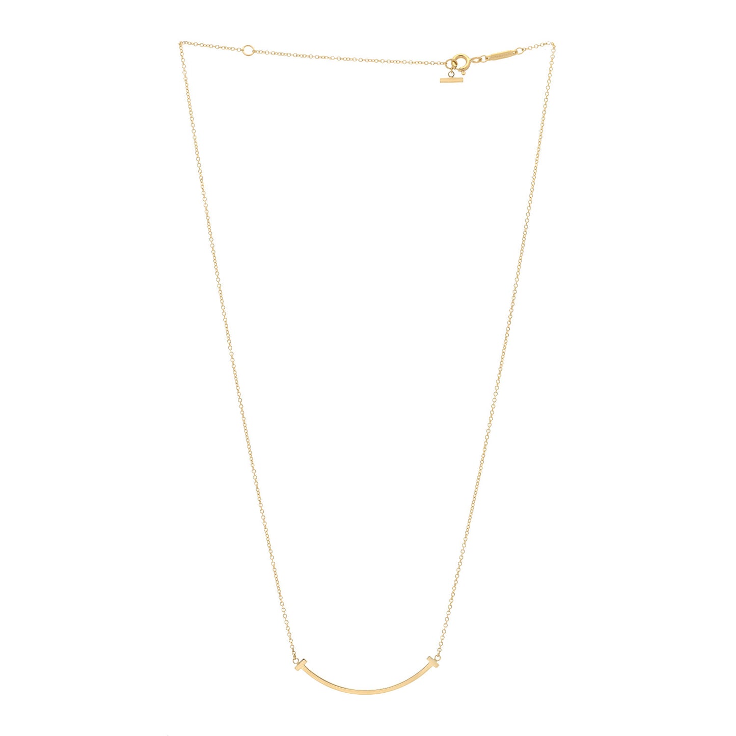 18K Yellow Gold Small T Smile Pendant Necklace