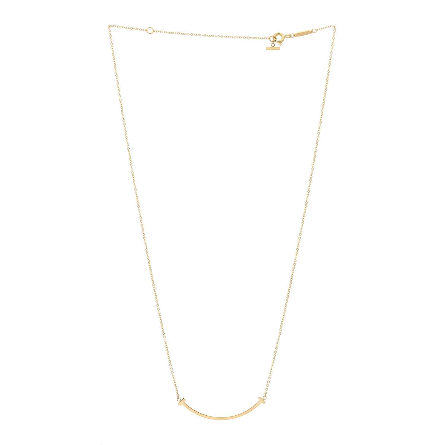 Tiffany 18K Yellow Gold Small T Smile Pendant Necklace 3 of 6