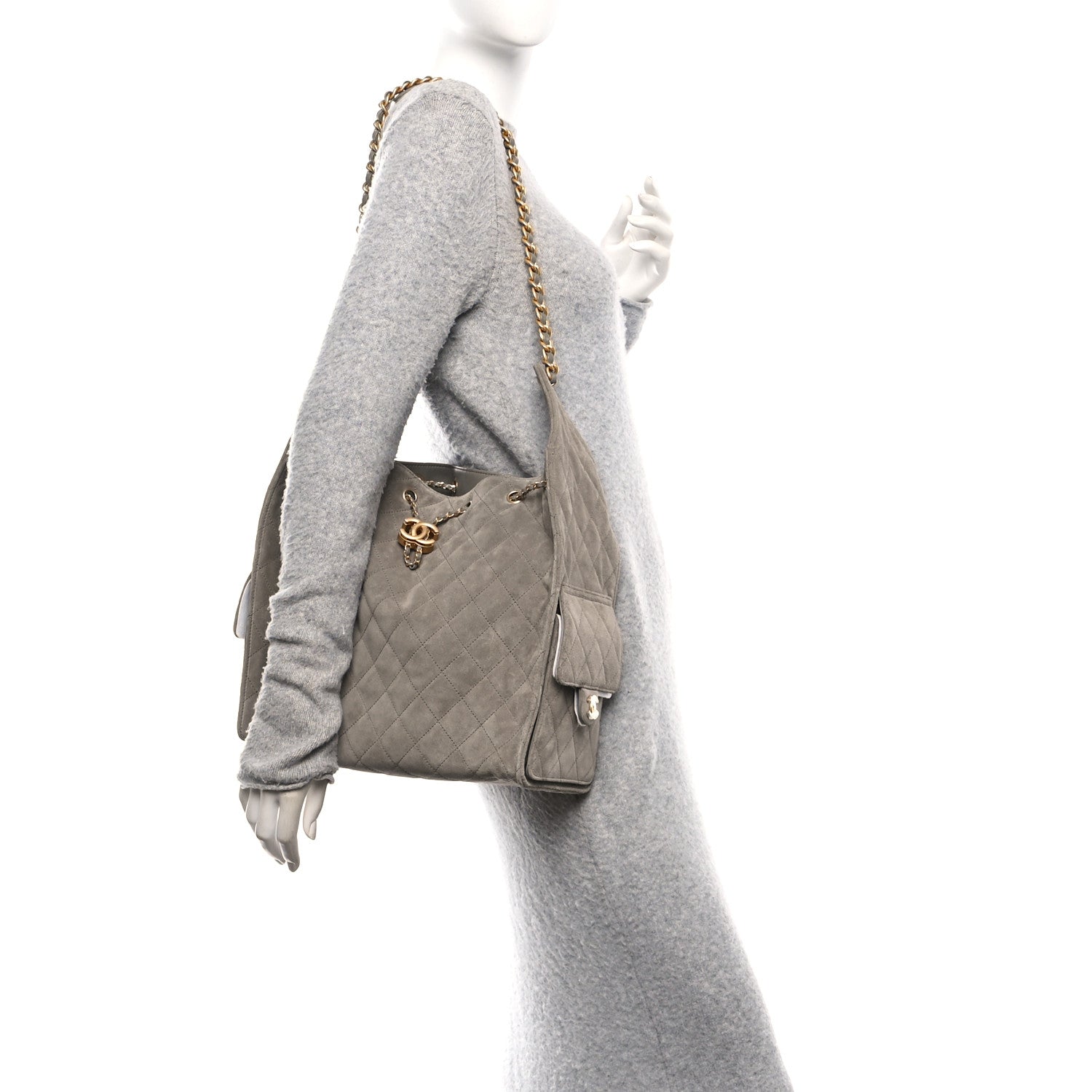 Chanel Suede Quilted Medium Chanel 25 Handbag Dark Grey 2 of 11