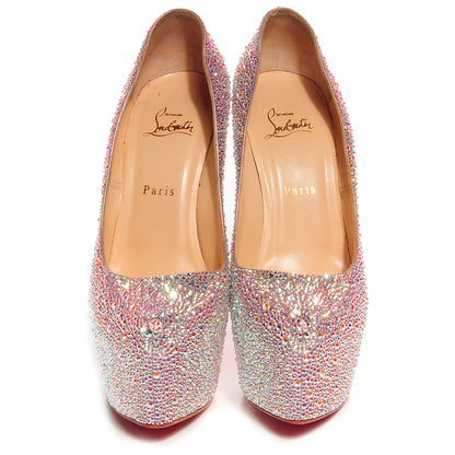 Christian Louboutin Crystal Suede Burma Daffodile Strass 160 Pumps 40 Aurora Boreale 2 of 7