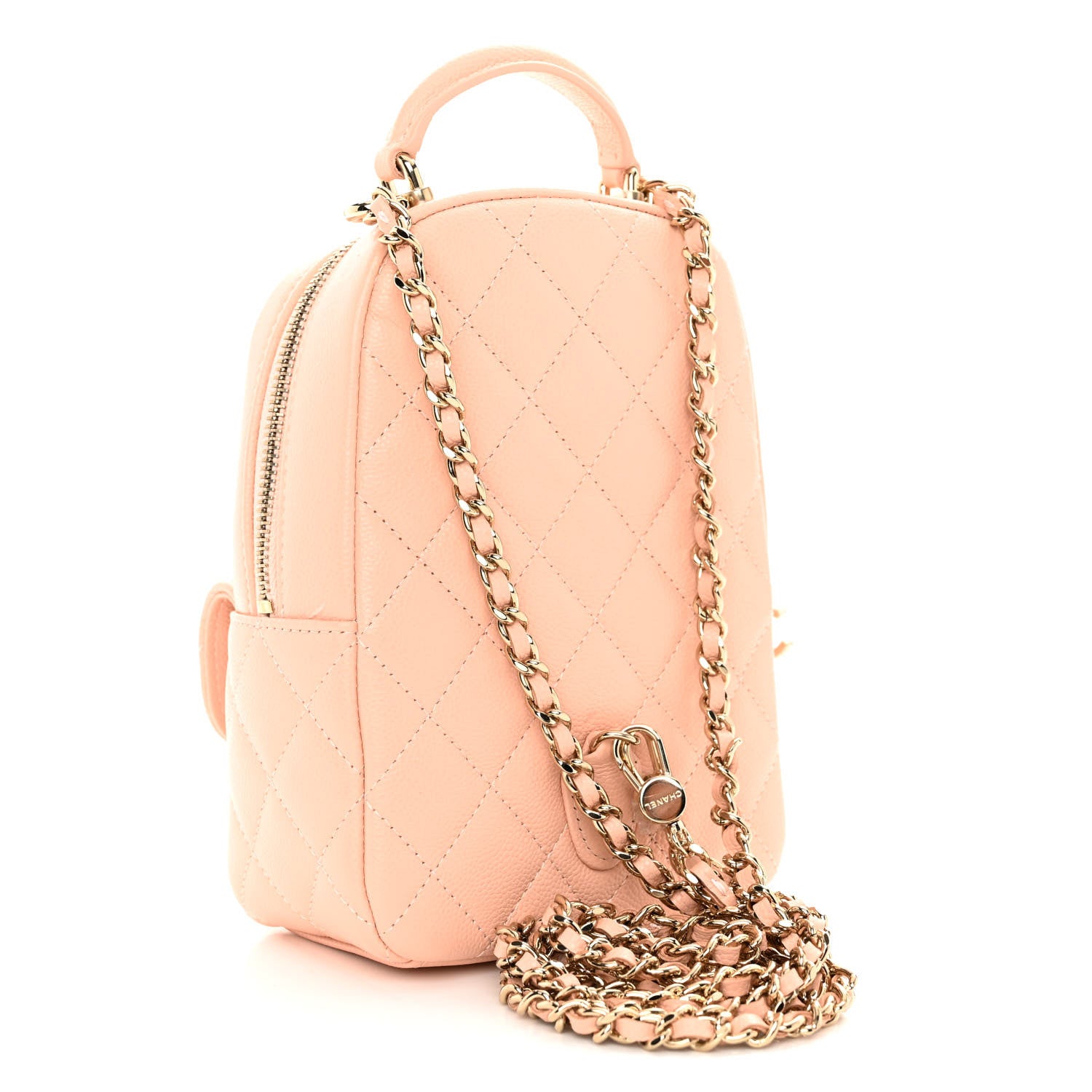 Chanel Caviar Quilted CC Mini Classic Backpack Light Pink 3 of 10