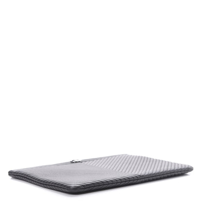 Chanel Calfskin Chevron Quilted Large Boy Cosmetic Case Black 4 of 7