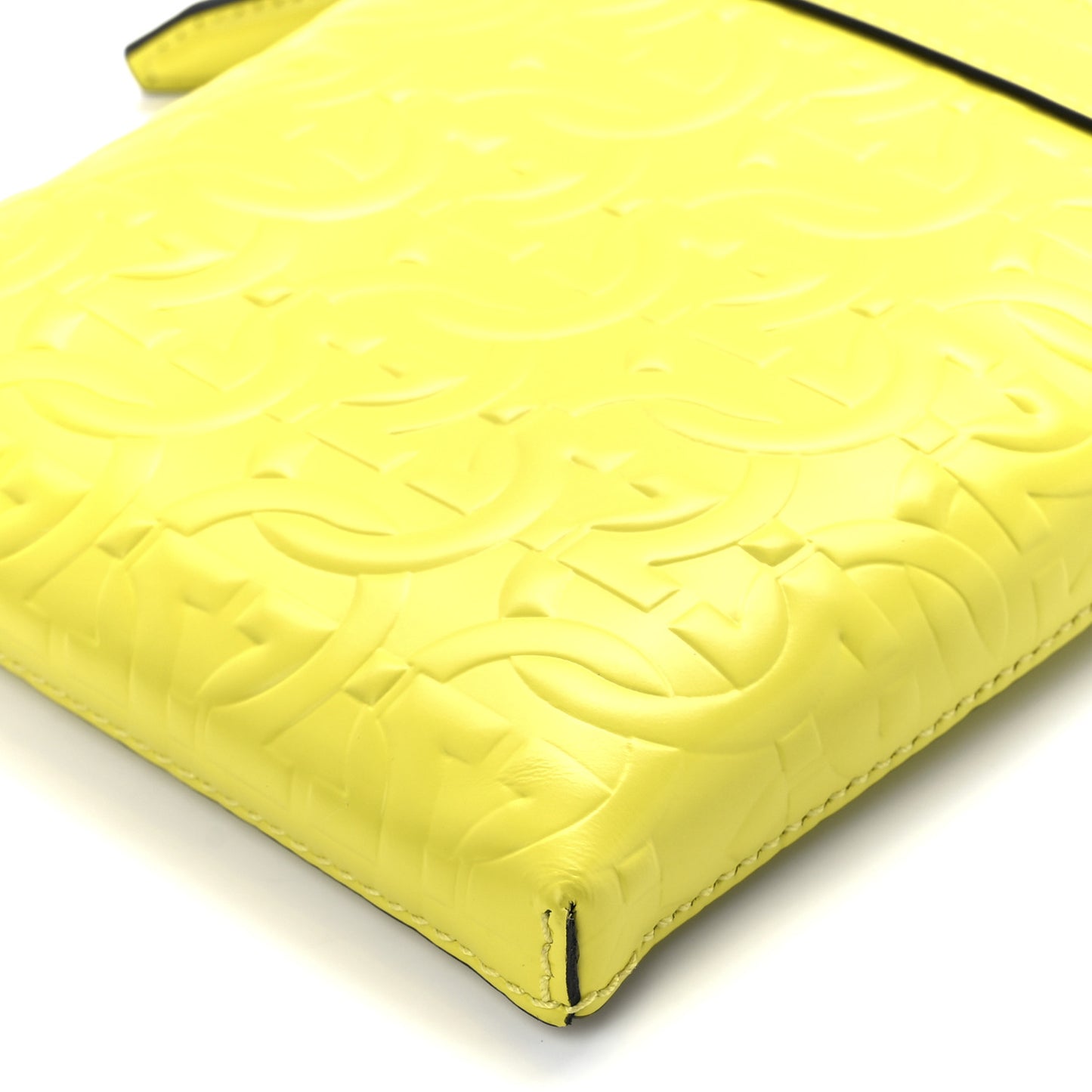 Calfskin Gancini Embossed Travel Pouch Neon Yellow