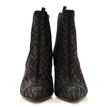 Fendi Mesh Tulle FF Colibri 85mm Ankle Booties 41 Tobacco Moro Black 2 of 8