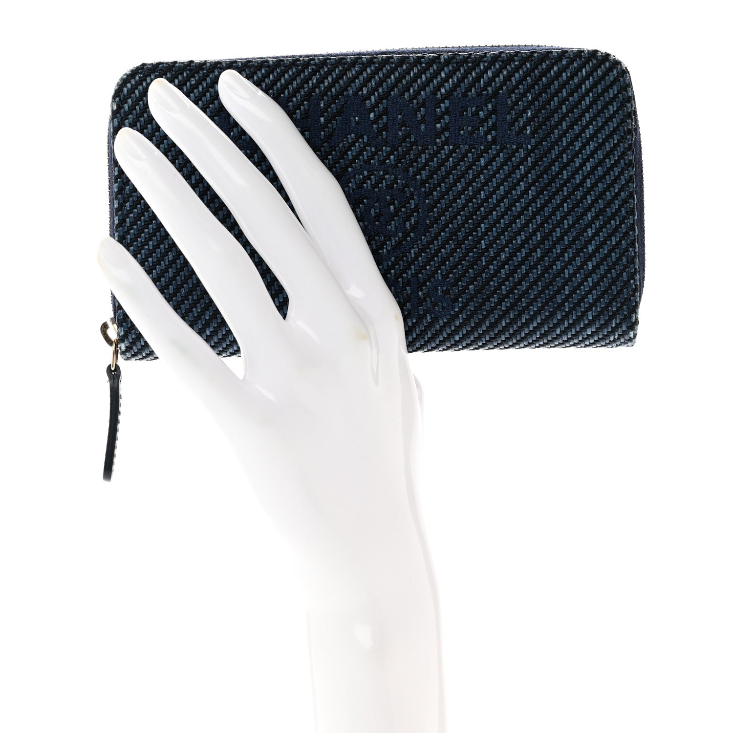 Chanel Mixed Fibers Deauville Small Zip Around Wallet Navy Blue 2 of 10