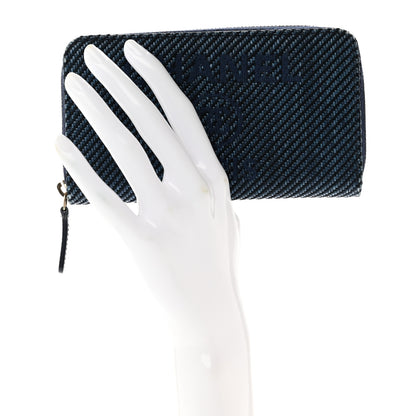 Chanel Mixed Fibers Deauville Small Zip Around Wallet Navy Blue 2 of 10