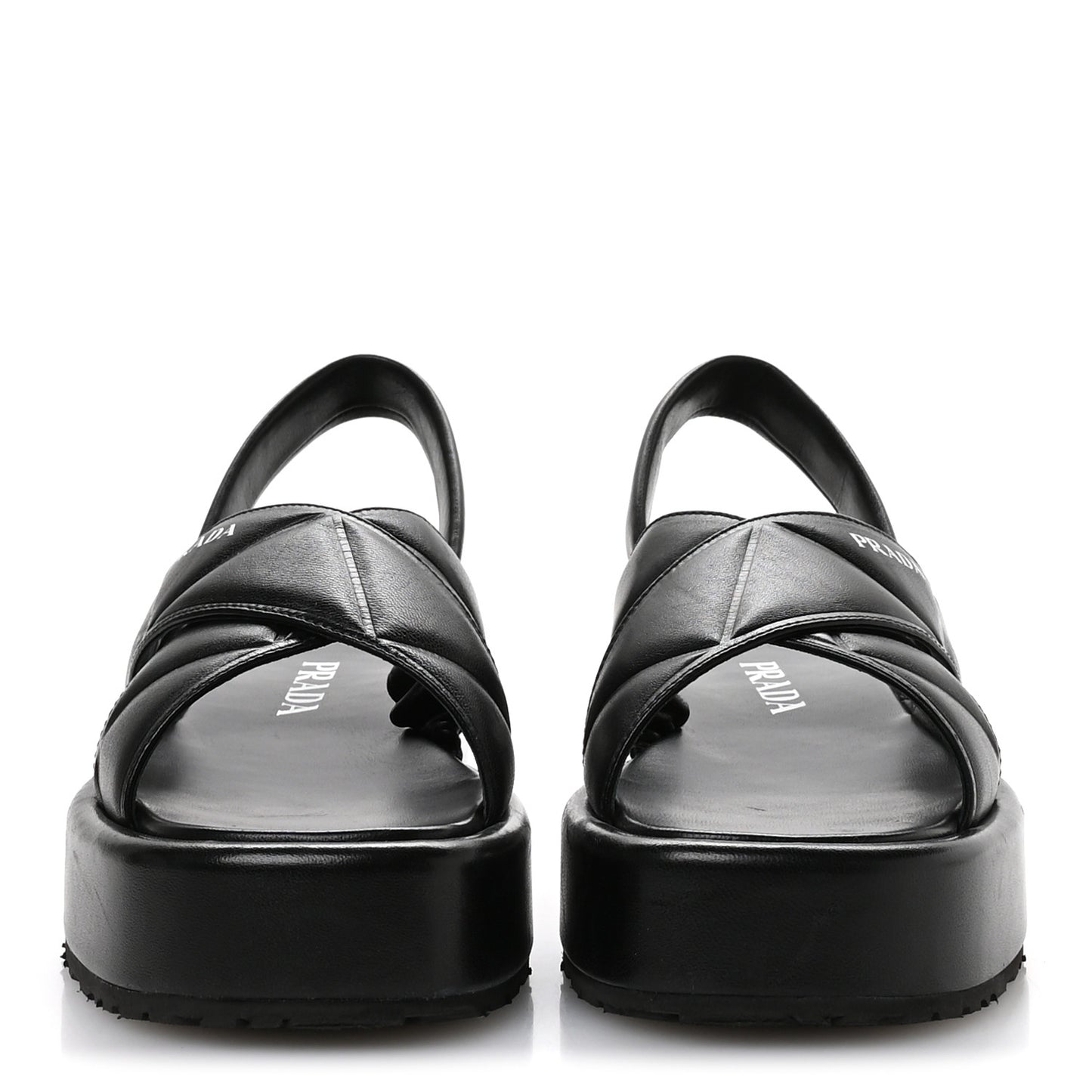 Nappa Quilted Padded Platform Slingback Sandals 38.5 Black