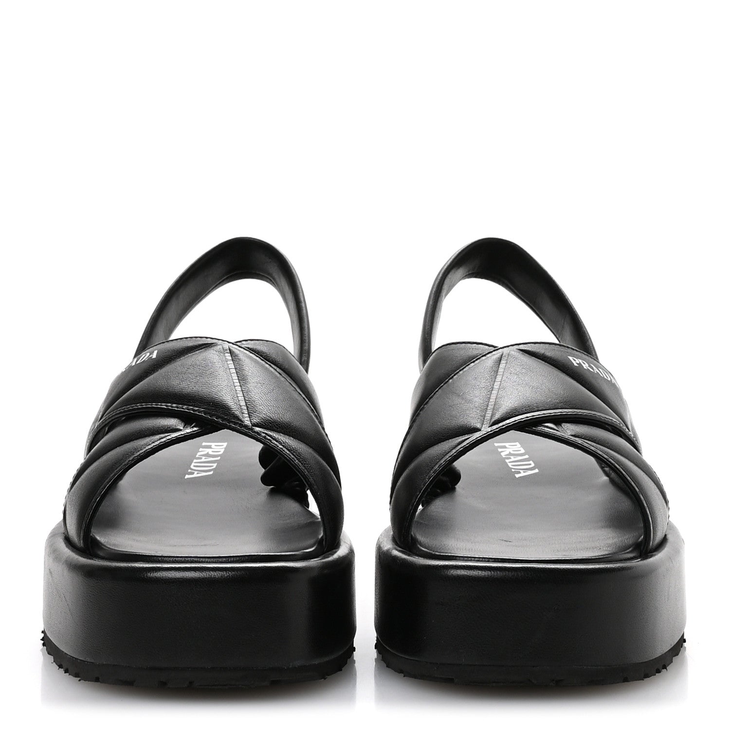 Prada Nappa Quilted Padded Platform Slingback Sandals 38.5 Black 3 of 8