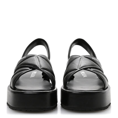 Prada Nappa Quilted Padded Platform Slingback Sandals 38.5 Black 3 of 8