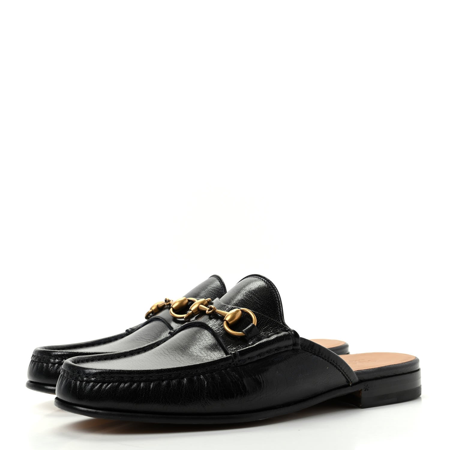 Gucci Goatskin Mens Horsebit Slippers 8.5 Black 3 of 10