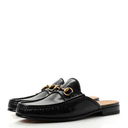 Gucci Goatskin Mens Horsebit Slippers 8.5 Black 3 of 10