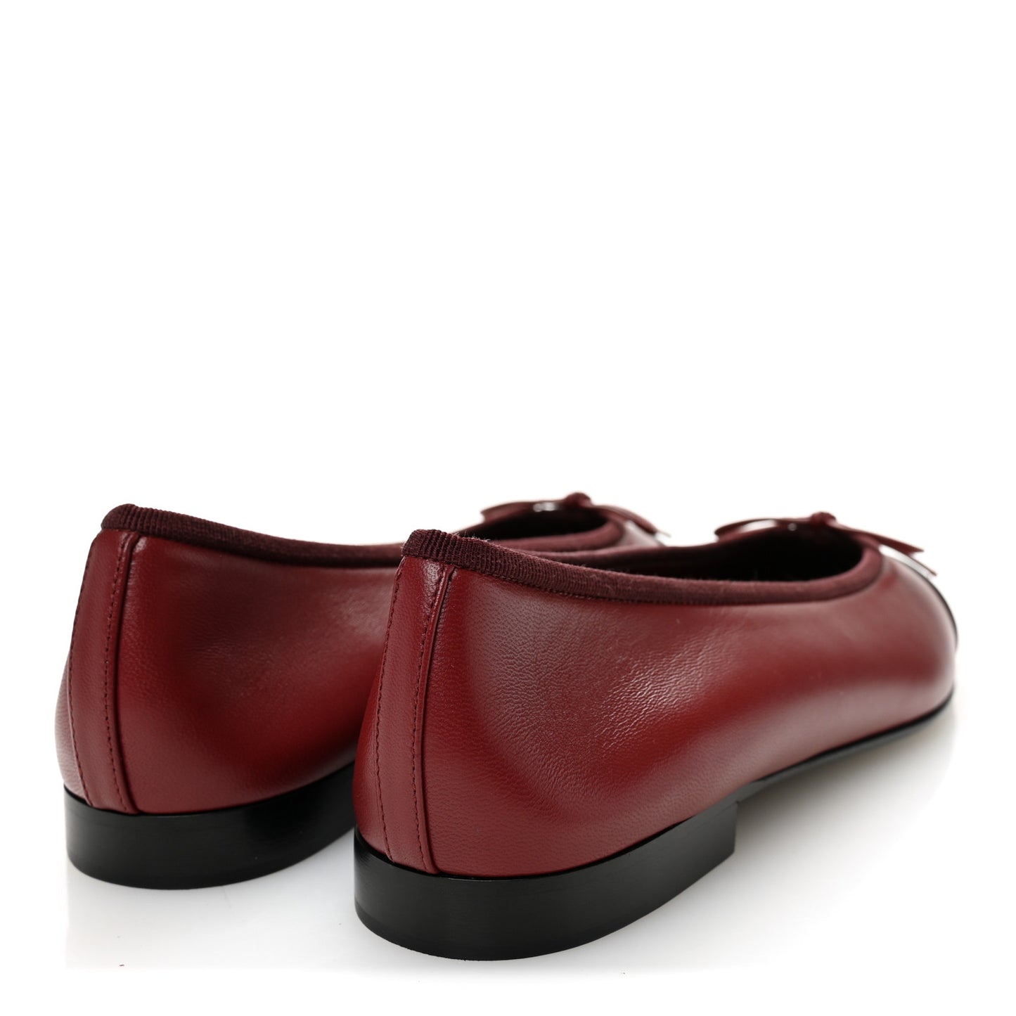 Lambskin Cap Toe CC Ballerina Flats 37 Burgundy Black