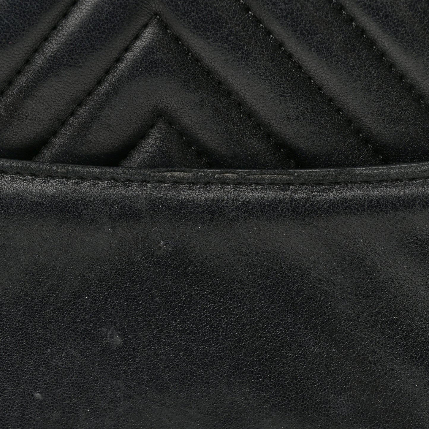 Lambskin Reverse Chevron Quilted Round Top Handle Flap Black