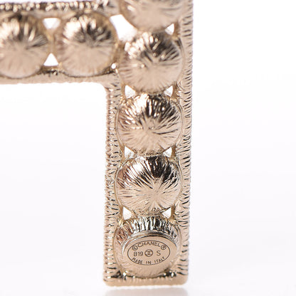 Chanel Crystal Cha-Nel Logo Brooch Set Gold 4 of 5