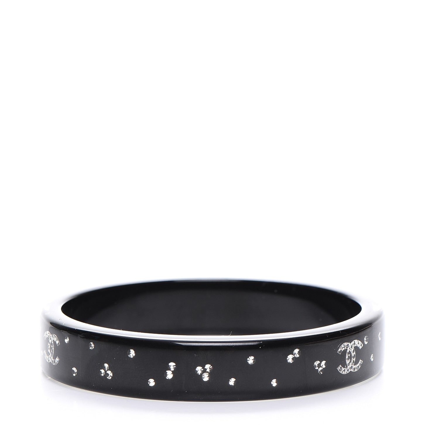 Chanel Resin Crystal CC Bangle Black 3 of 4