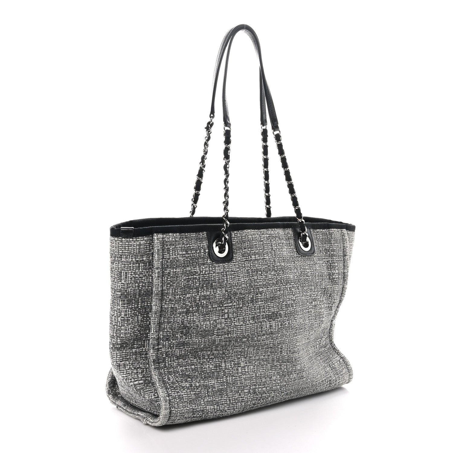 Chanel Woven Straw Raffia Small Deauville Tote Grey 3 of 10