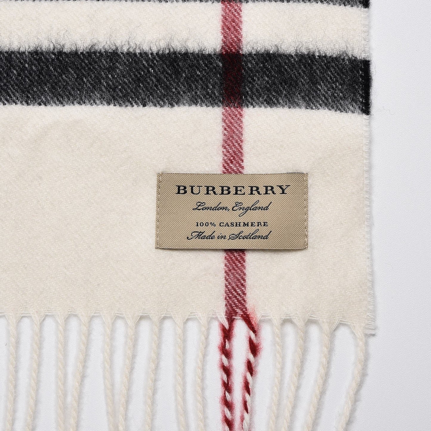 Cashmere Giant Check Fringe Scarf Stone