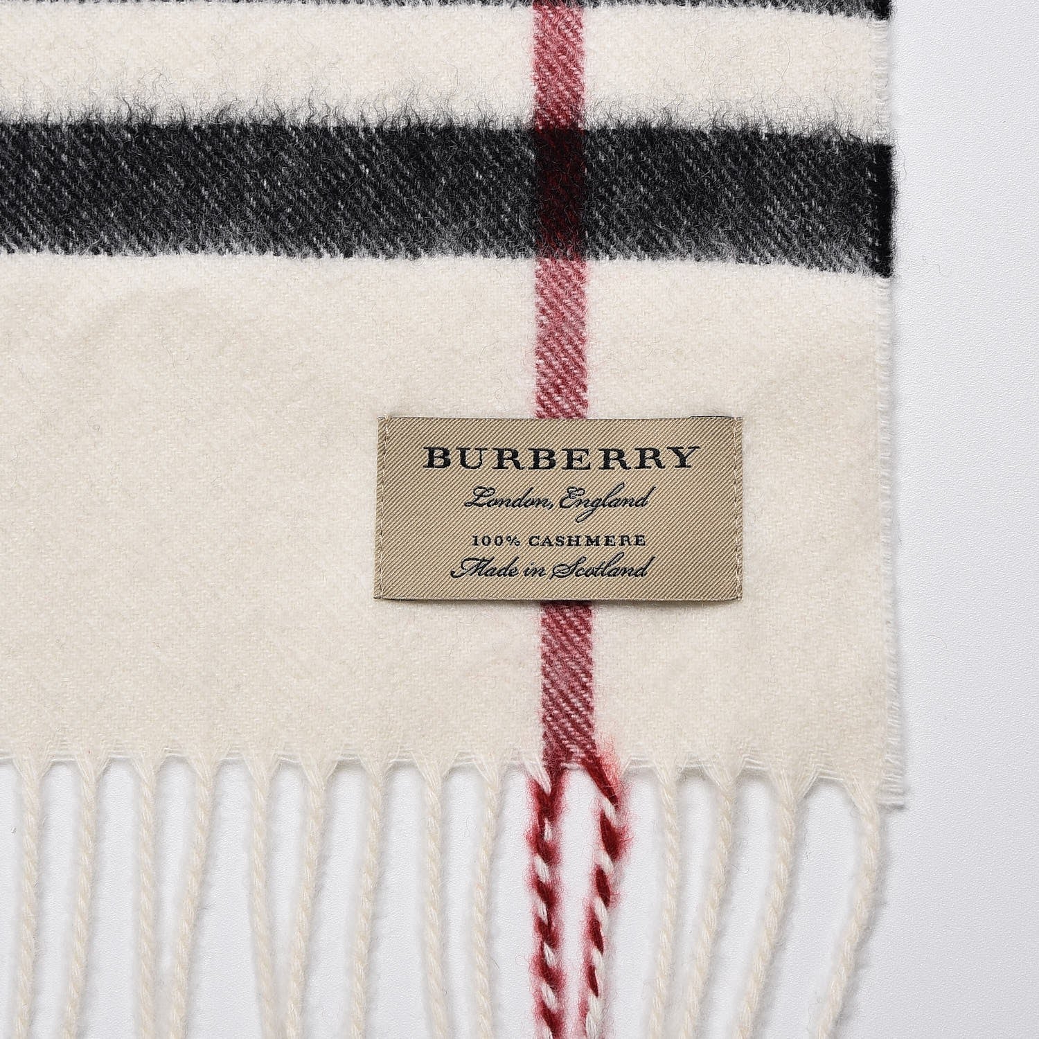 Burberry Cashmere Giant Check Fringe Scarf Stone 4 of 6