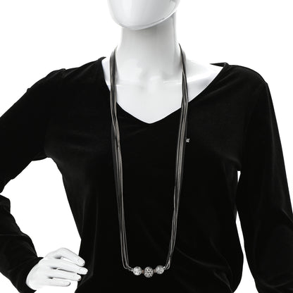 David Yurman Sterling Silver Diamond Rock Crystal Quatrefoil Ball Multi Strand Necklace 2 of 5