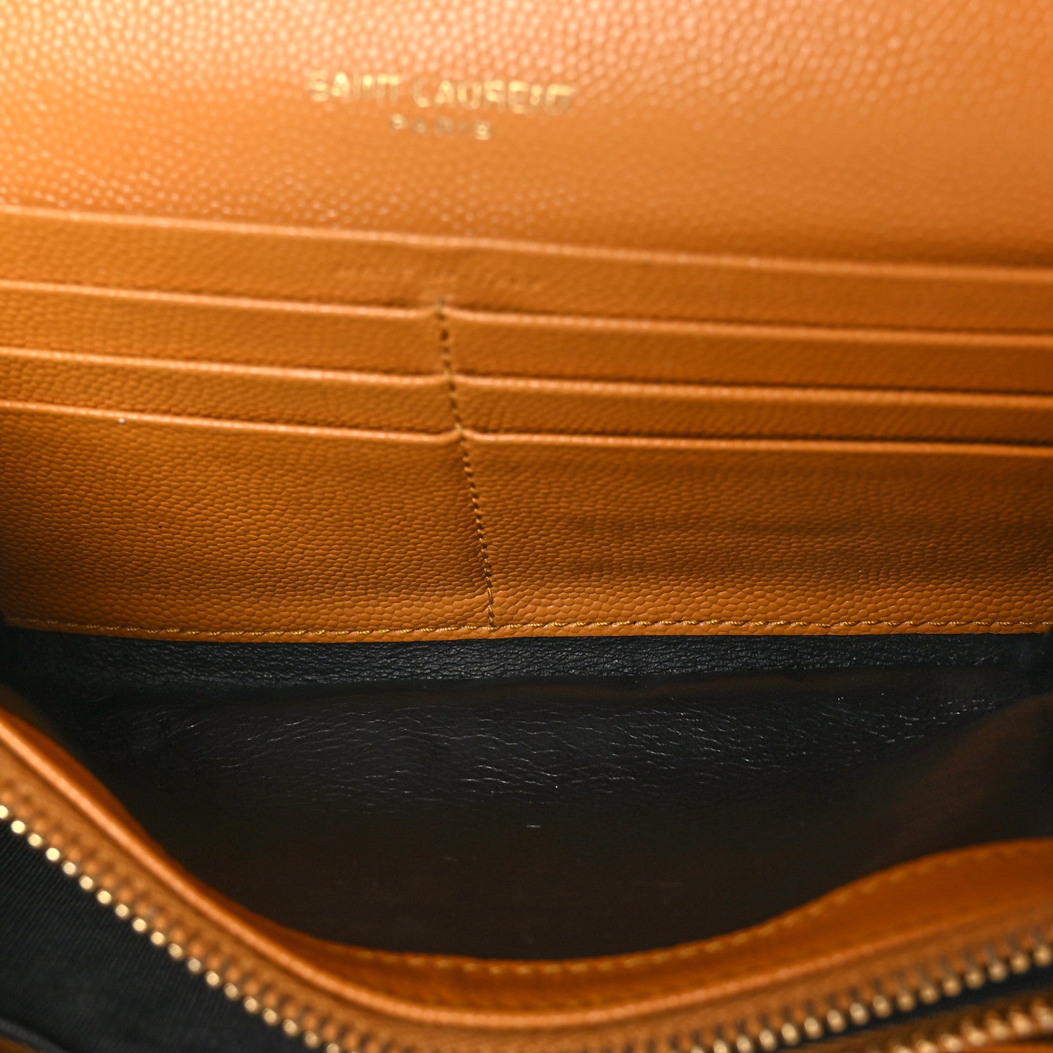 Saint Laurent Calfskin Matelasse Chevron Monogram Flap Wallet Natural Dark 7 of 9