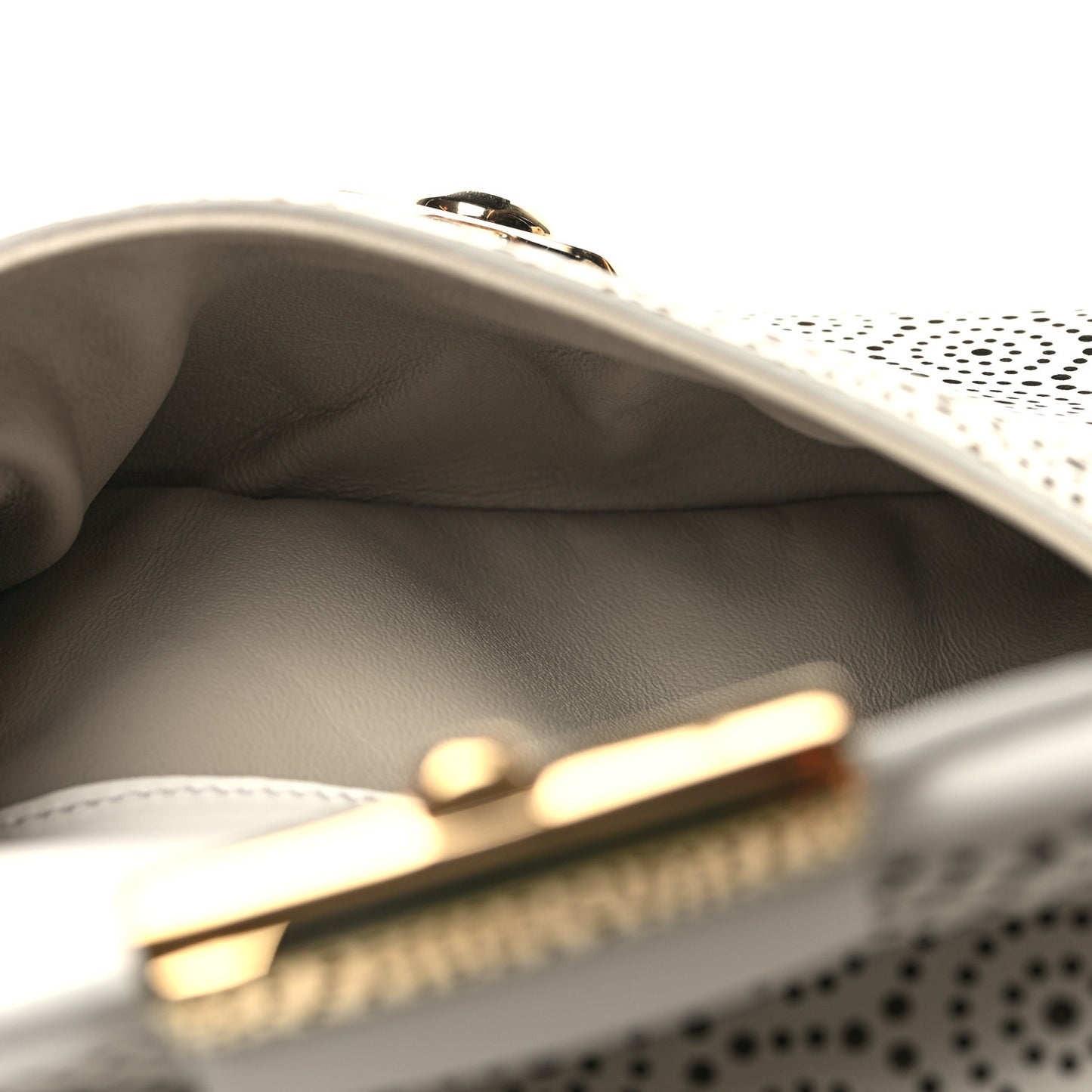 Calfskin Perforated Fiamma Bag White