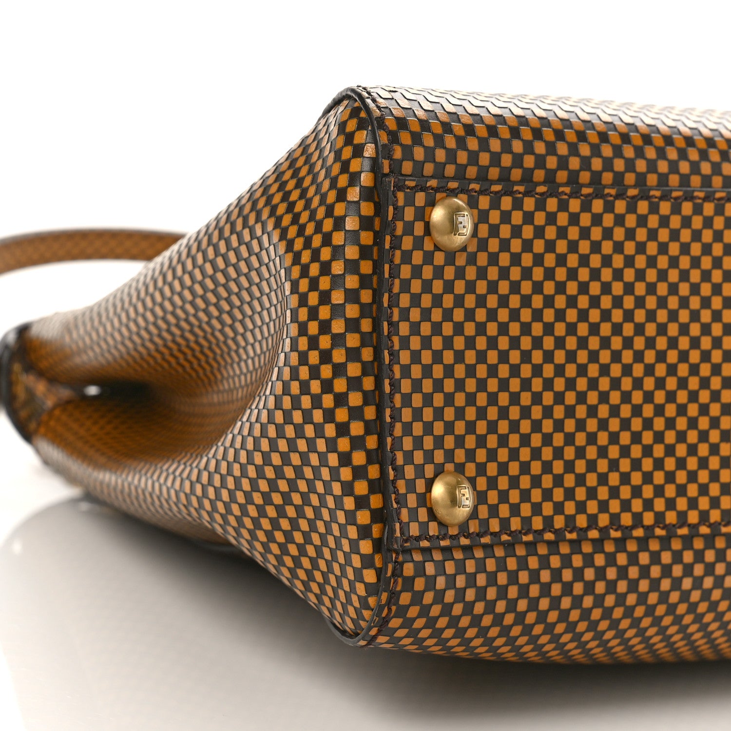 Fendi Pequin Checkered Medium Peekaboo Iconic Satchel Dark Brown 8 of 9