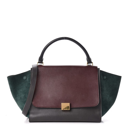 Celine Smooth Calfskin Suede Medium Tri-Color Trapeze Green Burgundy 1 of 15