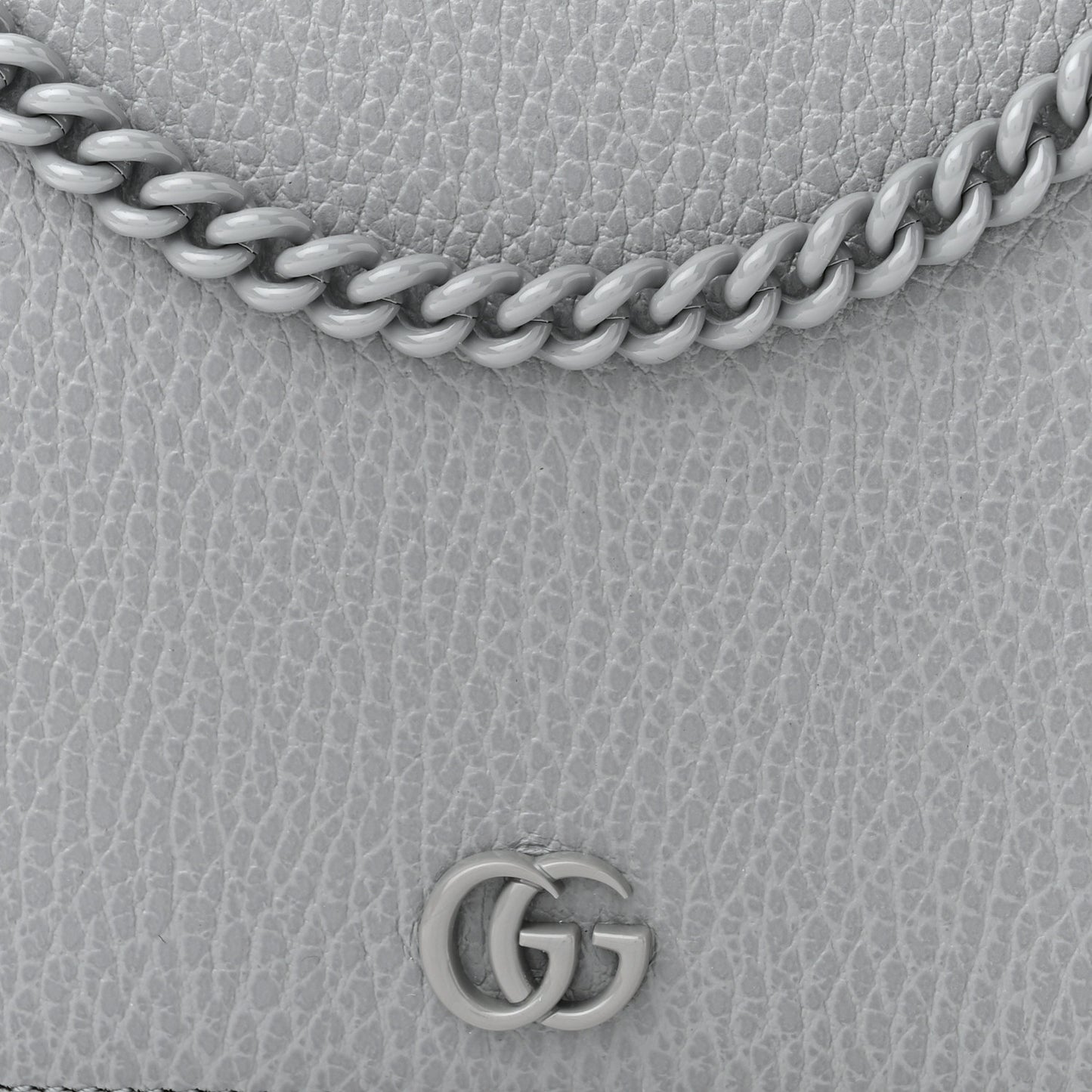Dollar Calfskin Enamel Monochrome Mini GG Marmont Chain Wallet Deep Grey