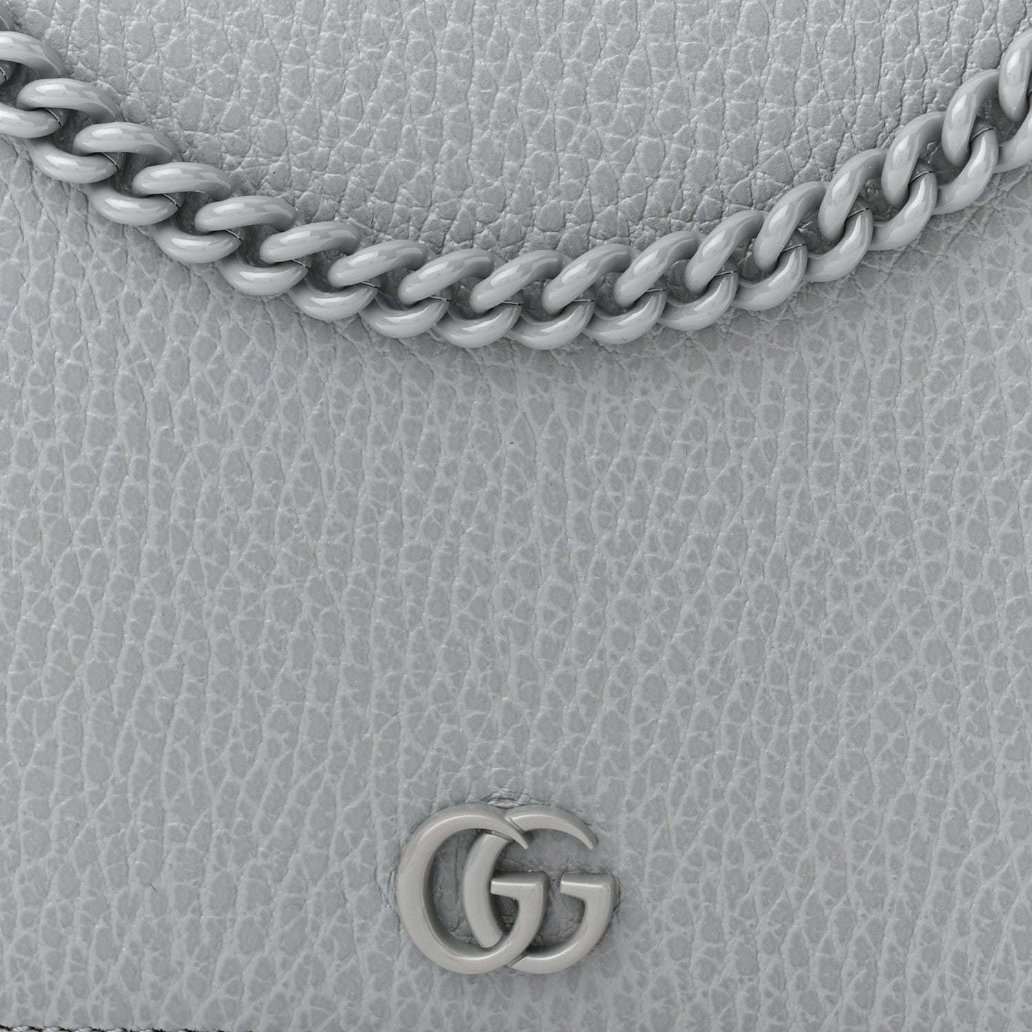 Gucci Dollar Calfskin Enamel Monochrome Mini GG Marmont Chain Wallet Deep Grey 8 of 10