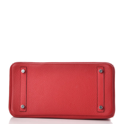 Hermes Taurillon Clemence Birkin 30 Rouge Garance 7 of 36
