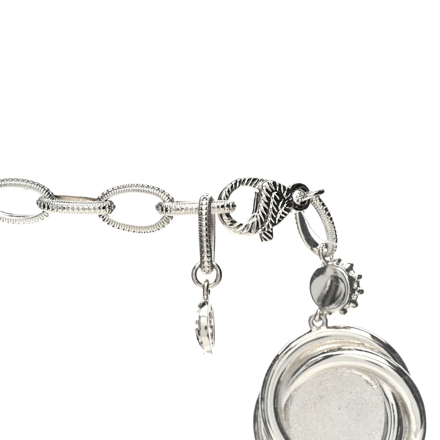 Pearl Strass Resin Embellished Double G Necklace Silver