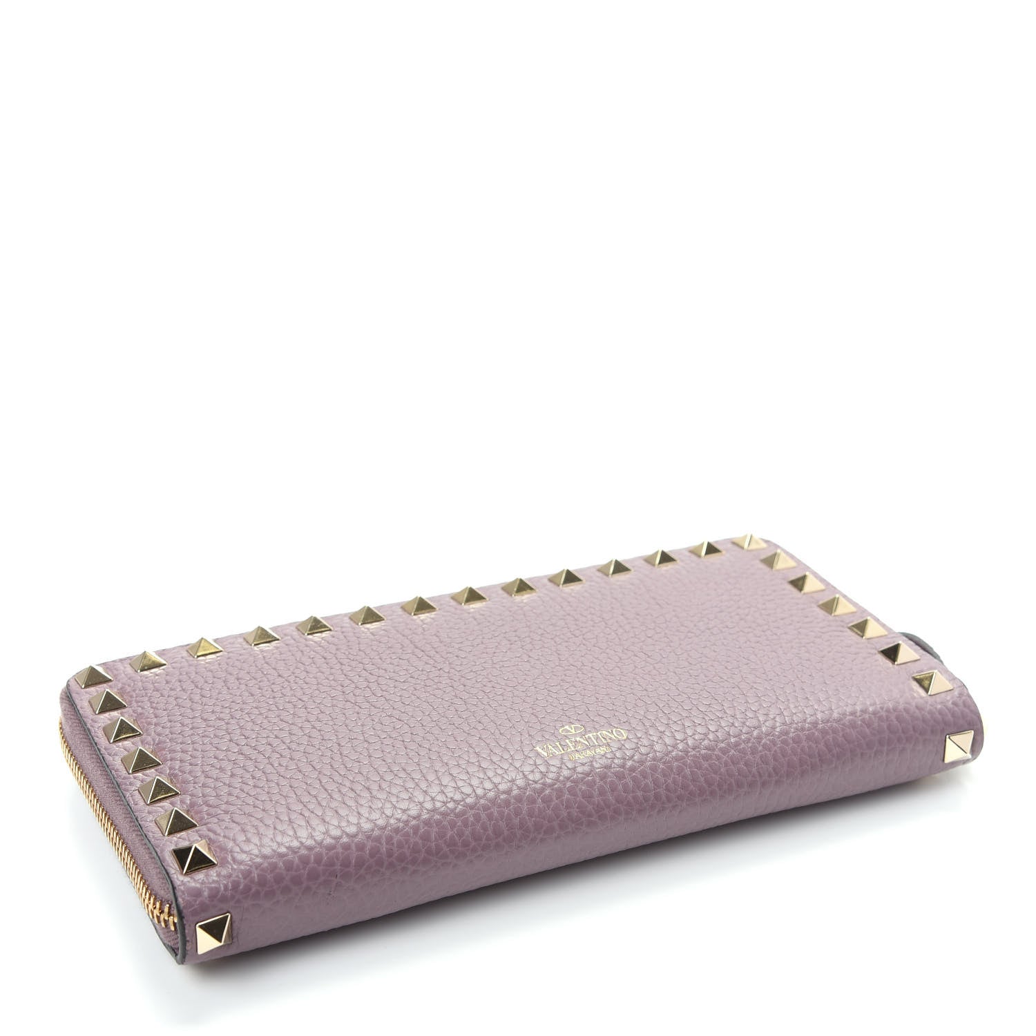 Valentino Garavani Pebbled Calfskin Rockstud Zip Around Wallet Dark Mauve 4 of 7