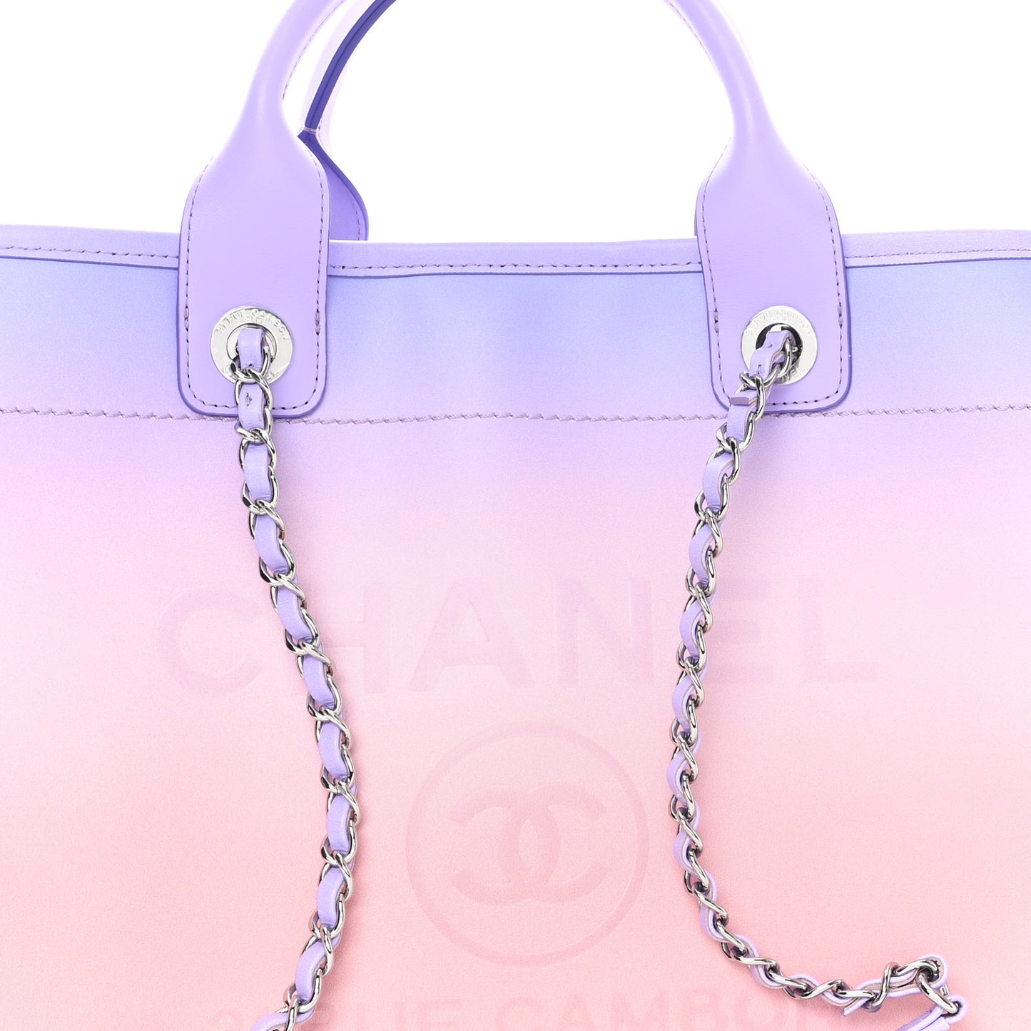 Shaded Calfskin Small Deauville Tote Light Purple Pink Coral