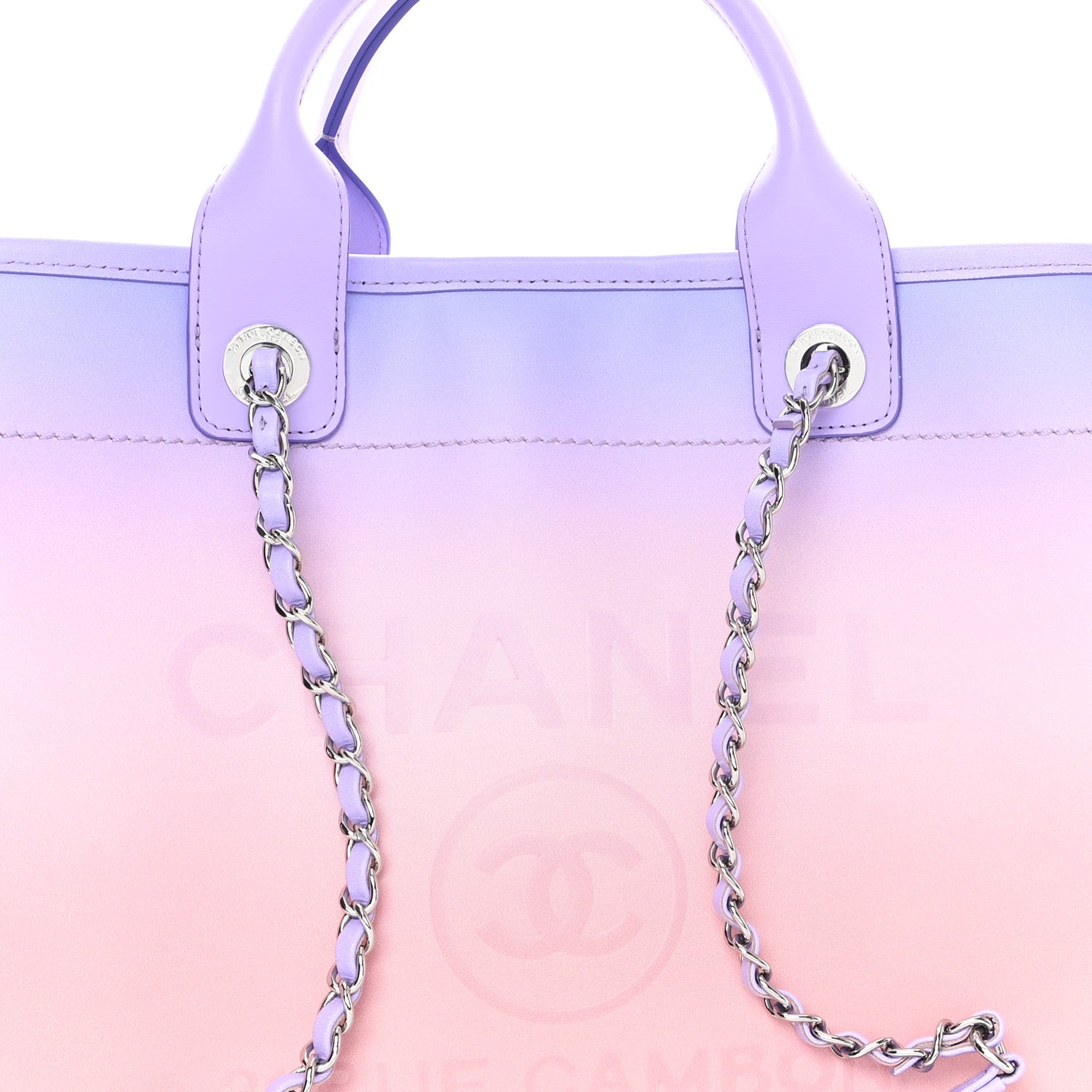Chanel Shaded Calfskin Small Deauville Tote Light Purple Pink Coral 9 of 11