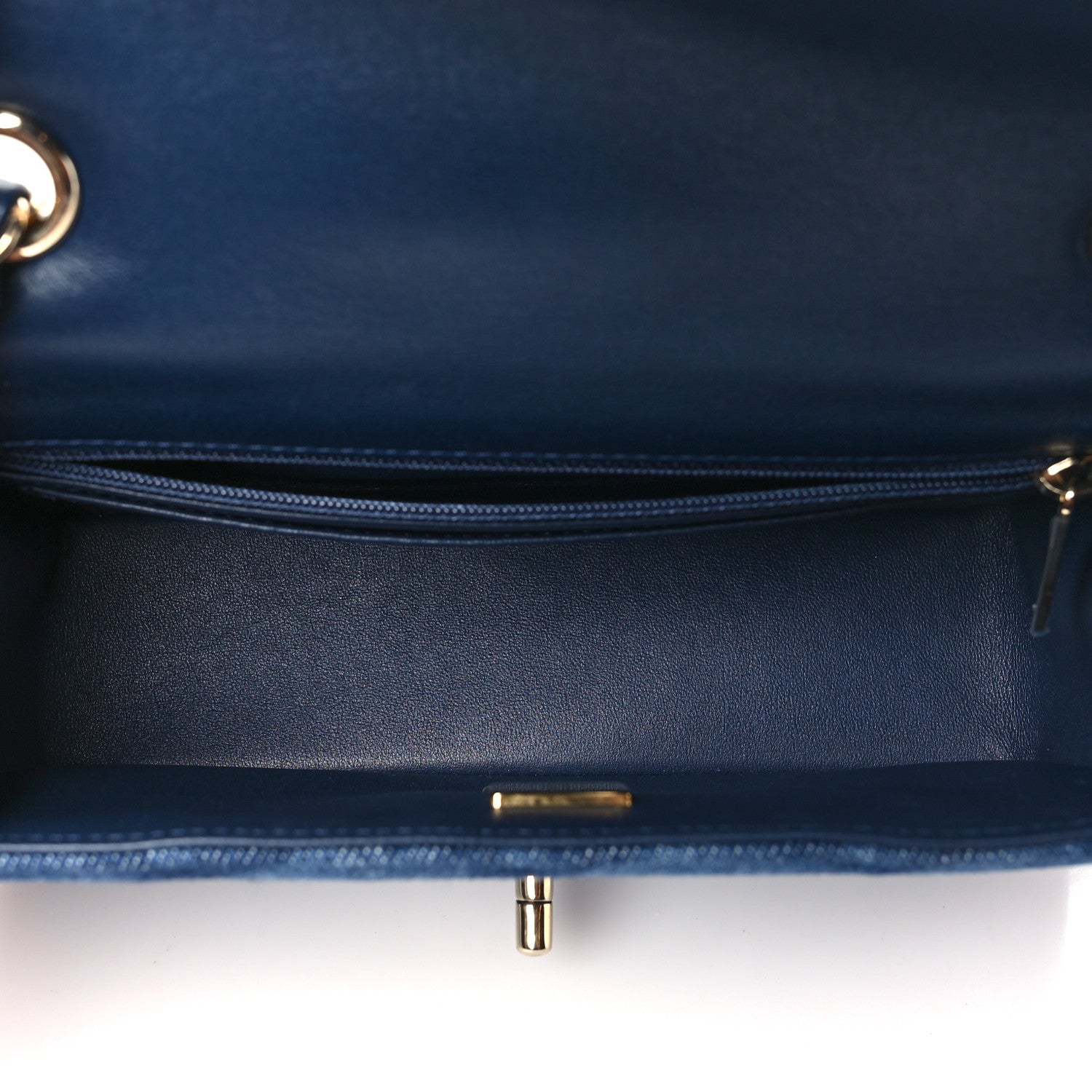 Chanel Printed Denim Quilted Mini Rectangular Flap Dark Blue 5 of 11