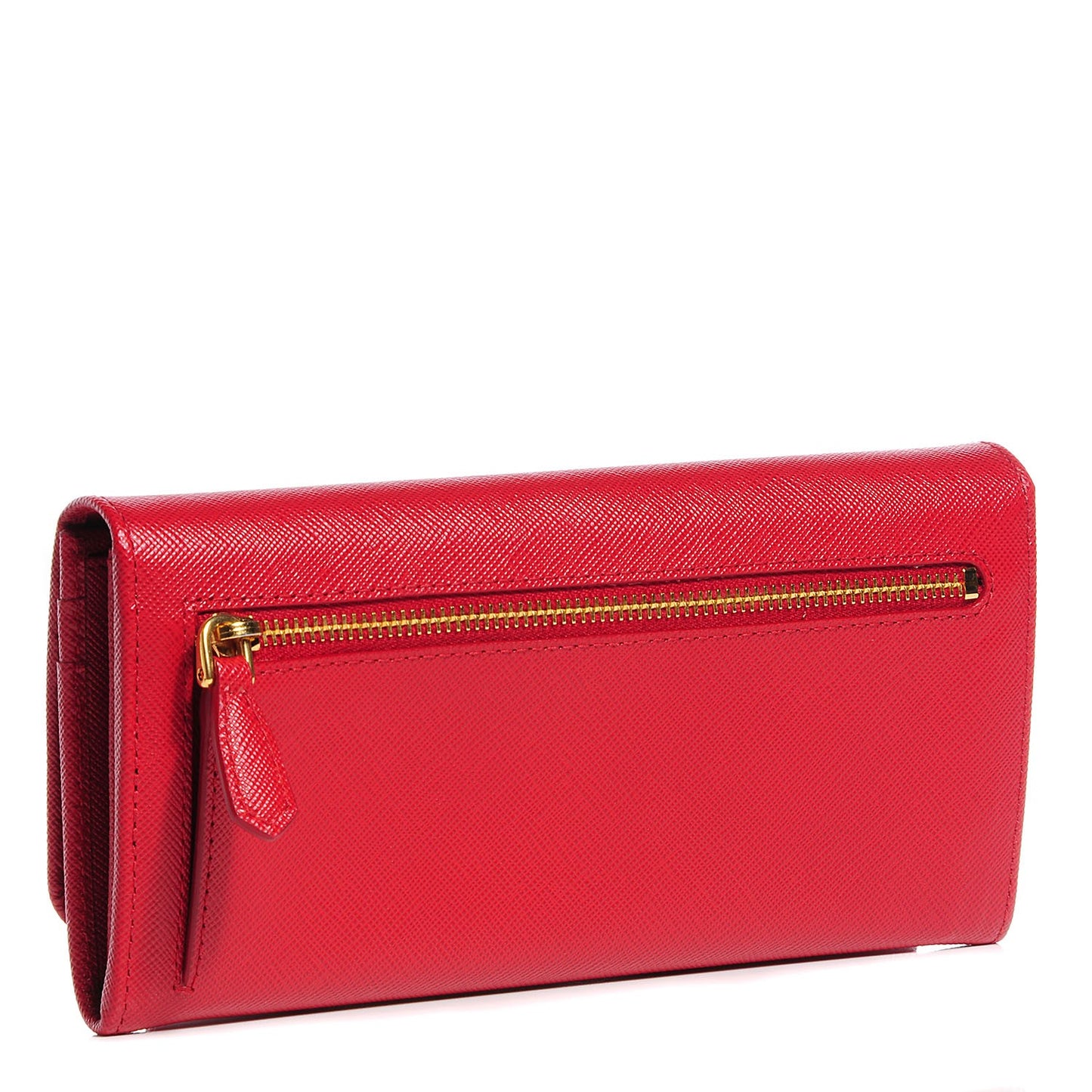Saffiano Metal Continental Flap Wallet Fuoco