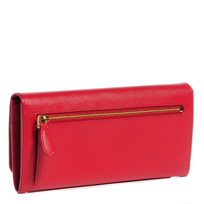 Prada Saffiano Metal Continental Flap Wallet Fuoco 6 of 12