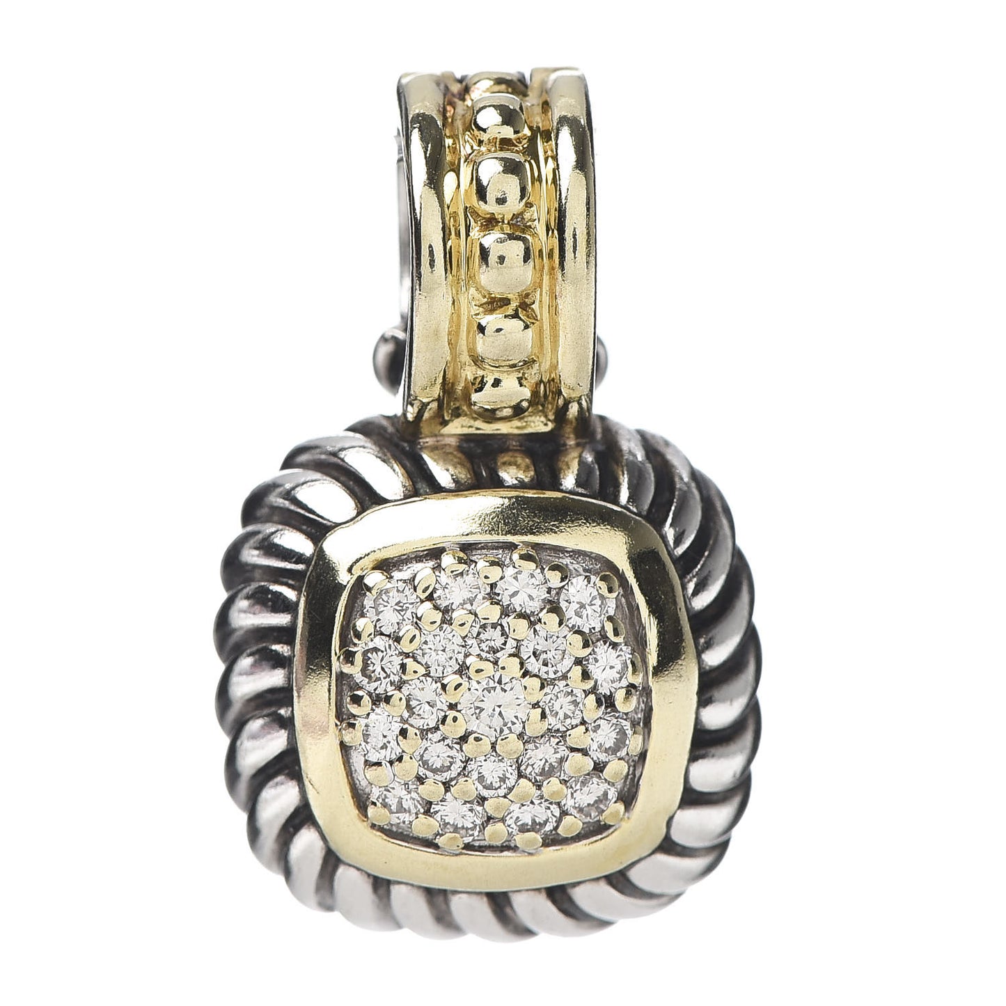 Sterling Silver 18K Yellow Gold Diamond 7mm Albion Enhancer Pendant