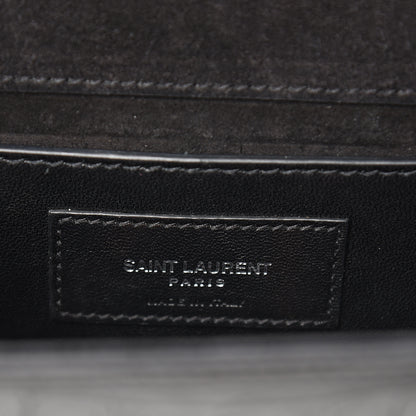 Saint Laurent Calfskin Crocodile Embossed Small Classic Monogram Kate Tassel Satchel Black 5 of 10