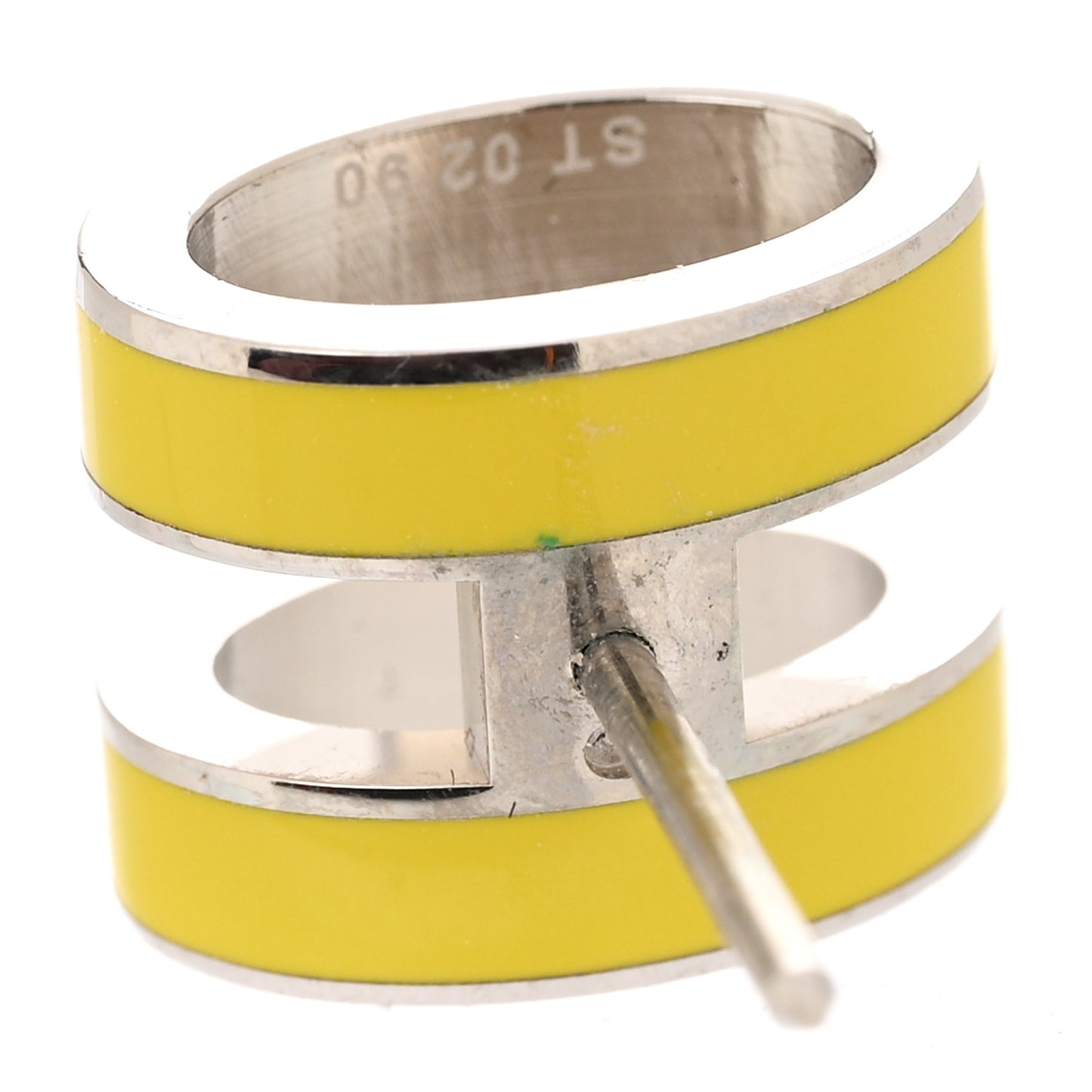 Palladium Lacquered Mini Pop H Earrings Jaune Sature