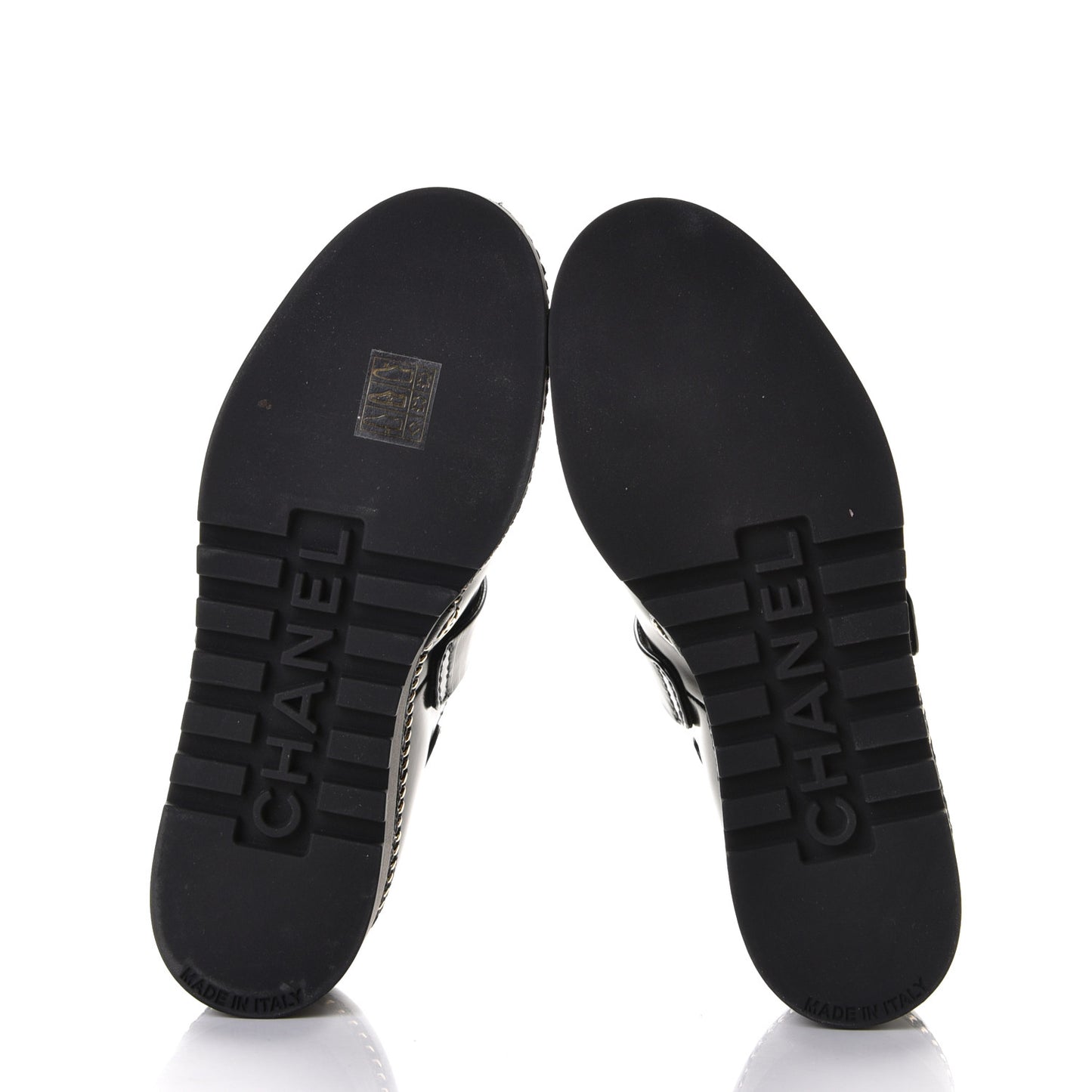 Shiny Calfskin Lace Up Platform Loafers 36 Black